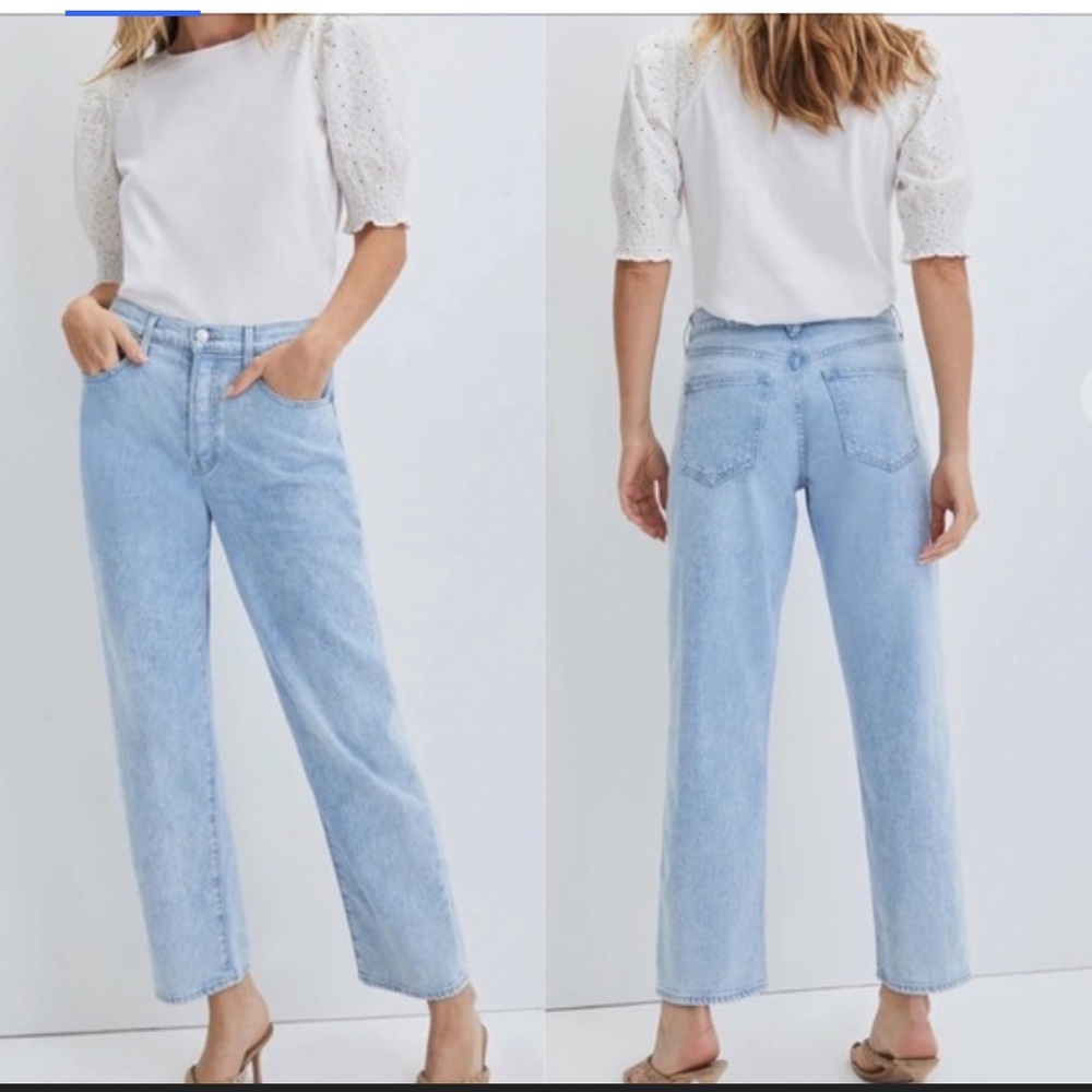 Veronicas Beard Blake Faded Light Wash Straight Jeans 28